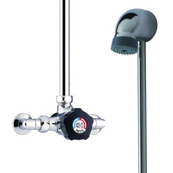 Alpa Mitigeur de douche temporisé applique, kit pomme fixe avec raccords, bn