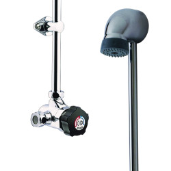 Alpa Mitigeur de douche temporisé applique, kit pomme fixe sans raccord, bn