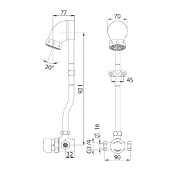 Alpa Mitigeur de douche temporisé applique, kit pomme fixe sans raccord, bc
