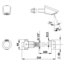 P500S Robinet de douche temporisé mécanique cloison longue Kit PF 1,5-200mm