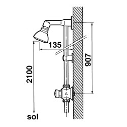 P50 Robinet de douche temporisé mécanique applique, kit pomme orientable