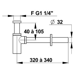 Siphon équerre réglable pour lavabo en laiton chromé FG 1"1/4