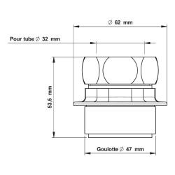 Nez de jonction pour chasse Ø 47 à 49mm pour tube Ø 32mm chromé