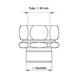 Nez de jonction pour chasse Ø 42 à 44mm pour tube Ø 28mm chromé