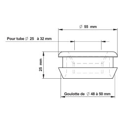 Nez de jonction pour chasse Ø 48mm pour tube Ø 28 à 32mm