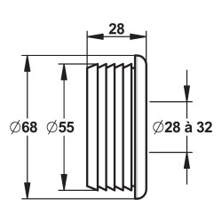 Nez de jonction pour chasse Ø 55mm pour tube de Ø 28 à 32mm