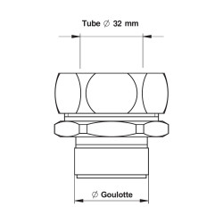 Nez de jonction pour chasse Ø 40 à 41mm pour tube Ø 32mm chromé