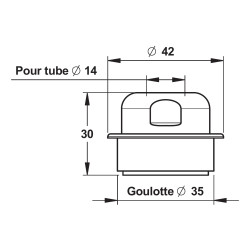 Nez de jonction pour urinoir goulotte Ø35mm pour tube Ø14mm extérieur