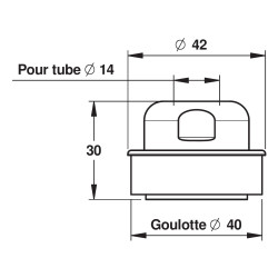 Nez de jonction pour urinoir goulotte Ø40mm pour tube Ø14mm extérieur