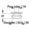 Nez de jonction pour urinoir goulotte Ø35mm pour tube Ø16 à 18mm extérieur (réf. 46735)