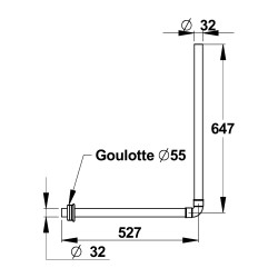 Tube de chasse coudé 32mm en PVC en 3 parties collables pour Presto Eyrem/Eclair