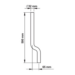Tube de chasse 32mm pour vidoir, contre-coudé 500mm en laiton chromé