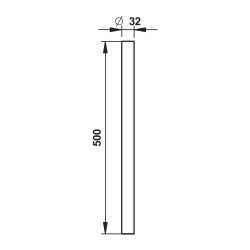 Tube de chasse 32mm pour vidoir, droit 500mm en laiton chromé