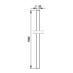 Tube de chasse 32mm pour siège à la turque, droit 1000mm en laiton chromé