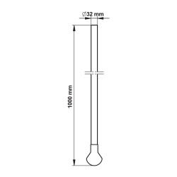 Tube de chasse 32mm pour siège à la turque, droit 1000mm avec queue carpe