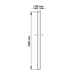 Tube de chasse 28mm pour siège à la turque, droit 1000mm en laiton chromé