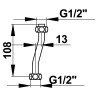 Tube équipé pour urinoir Moderne 3981/6520 (Porcher)