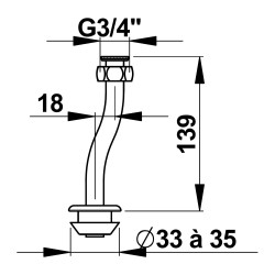 Tube équipé pour urinoir Ebra (Villeroy et Boch)