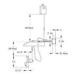 Détection électronique de douche pour cloison 1-30mm, 30sec, 6l/min, secteur