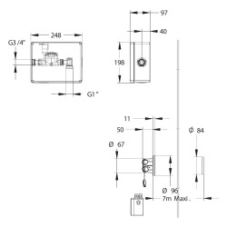 Détection électronique pour couloir de douche encastré, 10sec, 110l/min, secteur
