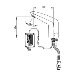 VOLTA Robinet simple sur plage 3 l/min secteur 230V CHROME avec RA