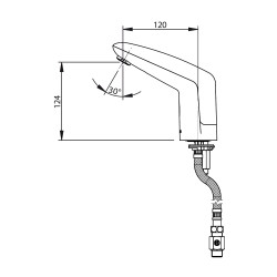 VOLTA Robinet simple sur plage 3 l/min piles 6V CHROME avec RA