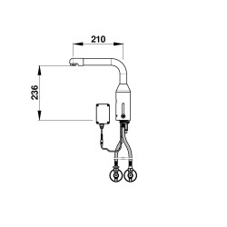 P5750 mitigeur électronique sur plage 8 l/min pile . Base tournante