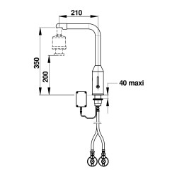 P5750 mitigeur électronique haut sur plage 8 l/min pile . Base fixe