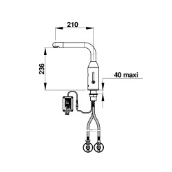 P5750 mitigeur électronique sur plage 8 l/min secteur . Base fixe