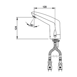 VOLTA Robinet mitigeur sur plage 3 l/min piles 6V CHROME avec RA