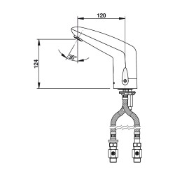 VOLTA Robinet mitigeur sur plage 8 l/min piles 6V CHROME avec RA