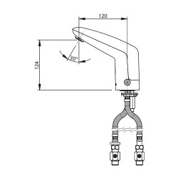 VOLTA Robinet mitigeur sans manette 3 l/min piles 6V CHROME avec RA