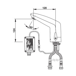VOLTA Robinet mitigeur sur plage 3 l/min secteur 230V CHROME