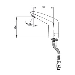 VOLTA Robinet simple sur plage 1,9 l/min piles 6V CHROME avec RA