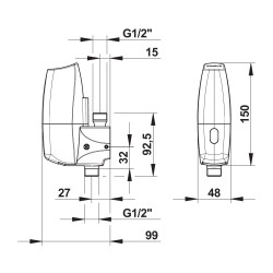 Sensao 8400N Robinet d'urinoir sans contact applique, en ligne, pile