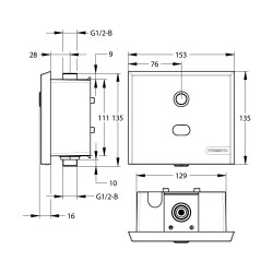 Robinet d'urinoir encastré électronique Sensao 8600 N, avec bouton, face inox