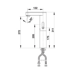PRESTO SO'O® avec rehausse Robinet mitigeur 3 l/min piles 6V CHROME