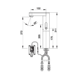 PRESTO SO'O® Robinet mitigeur réhaussé 3 l/min secteur 230V CHROME avec RA