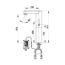 PRESTO SO'O® avec rehausse robinet mitigeur 3 l/min secteur 230V CHROME