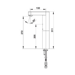 PRESTO SO'O® avec rehausse Robinet simple 3 l/min piles 6V CHROME avec RA
