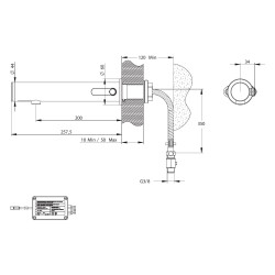 LINEA Robinet mitigeur mural TC 3l/min Secteur 230V NOIR MAT avec RA