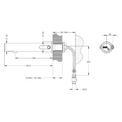 LINEA Robinet mitigeur mural TC 3l/min Secteur 230V OR BROSSE avec RA