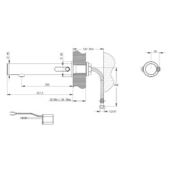 LINEA Robinet mitigeur mural TC 1,9l/min Secteur 12-24V NOIR MAT
