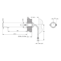 LINEA Robinet mitigeur mural TC 1,9l/min Piles 6V NOIR MAT