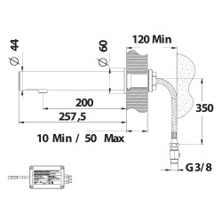 LINEA Robinet simple mural TC 3l/min Secteur 230V INOX BROSSE avec RA