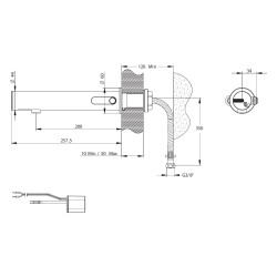 LINEA Robinet mitigeur mural TC 1,9l/min Secteur 12-24V CUIVRE BROSSE SP