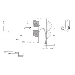 LINEA Robinet mitigeur mural TC 1,9l/min Secteur 12-24V NOIR MAT SP