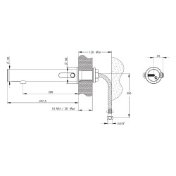 LINEA Robinet mitigeur mural TC 1,9l/min Piles 6V OR BROSSE SP