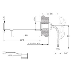 LINEA Robinet simple mural TC 1,9l/min Secteur 12-24V NOIR POLI SP