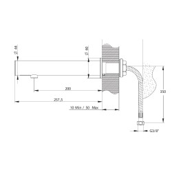 LINEA Robinet simple mural TC 1,9l/min Piles 6V CUIVRE BROSSE SP